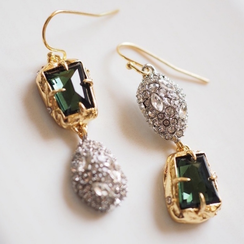 Alexis Bittar Emerald Drop Earring Dipped in Fine 14k Gold Embellished Crystals - Picture 9 of 9